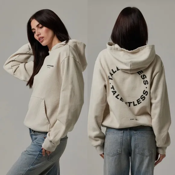 Talentless Heavyweight Circle Logo Hoodie Cream - Image 2
