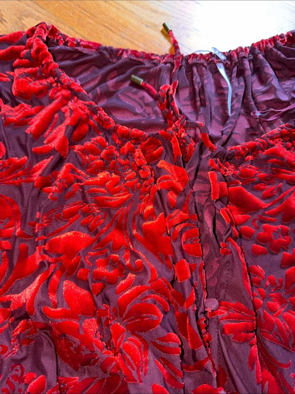 Free People Red Floral Ruffle Crop Top - Image 4