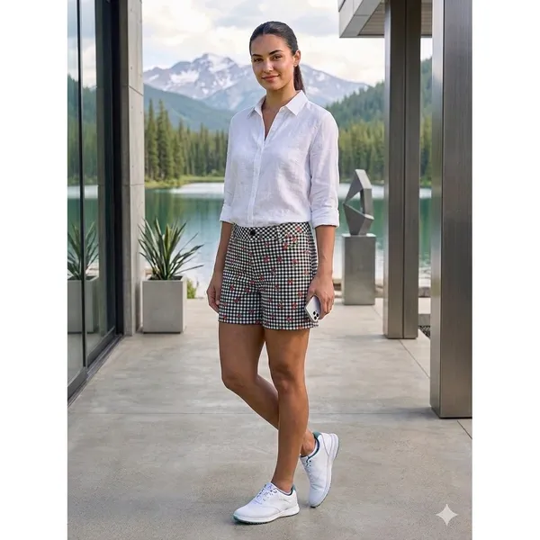 Bagatelle Collection Cherry Gingham Shorts Black White Red Check Size 4 NWT‎ - Image 4