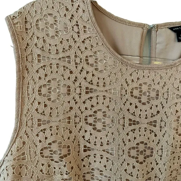 Ann Taylor Lace Sleeveless Top in Beige - Image 8