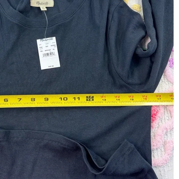 Madewell Black Ribbed Long Sleeve Crew‎ Neck Top XL New with Tags NWT - Image 3
