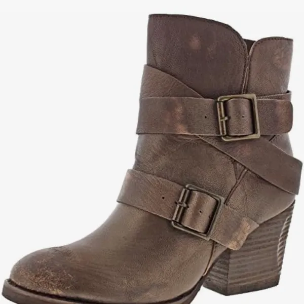 Naughty Monkey Cross My Heart Brown Distressed Leather Buckle Ankle Boots Women’s Size 9 - Image 10