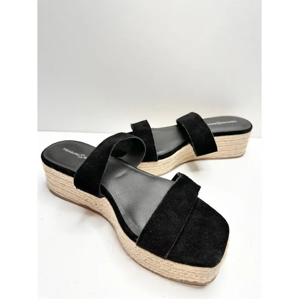Treasure & Bond Sandals Size 8.5 Suede‎ Upper Black Platform Espadrille Open Toe - Image 5