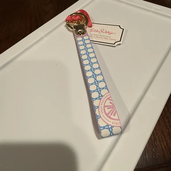 Lilly Pulitzer Strap Keychain Frenchie Blue Caning New With Tags - Image 2