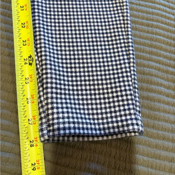 Michael Kors Navy Blue & White Check Pull-on Pants gold details size M women’s - Image 9