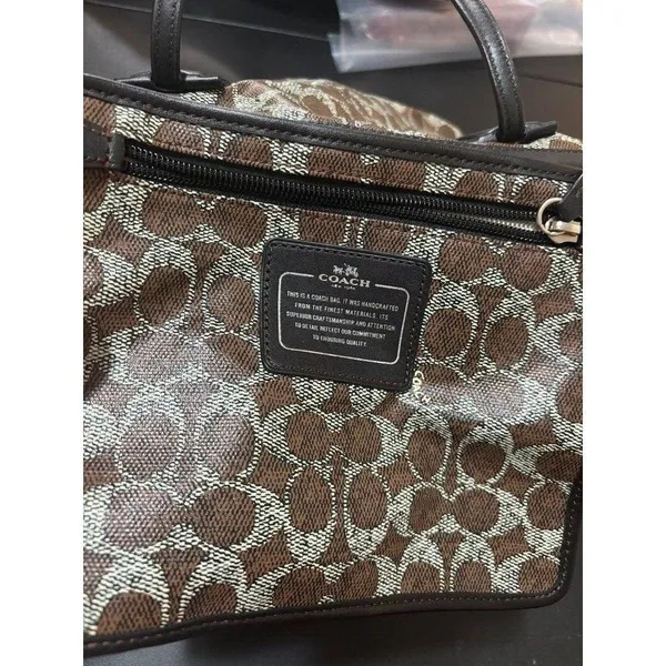 Coach F33504 Taxi Zip Top Tote In Signature Coated Canvas Women Bag Brown - Image 12