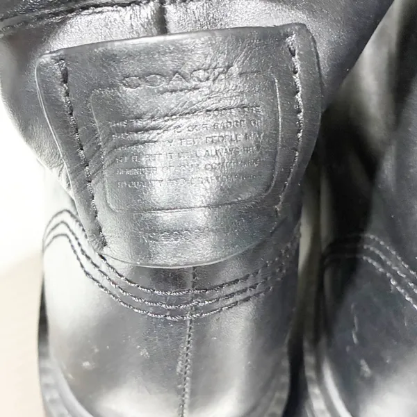 Coach Lorimer Black Leather Boot Combat Gold Hardware Lace Up Size 9.5 - Image 7