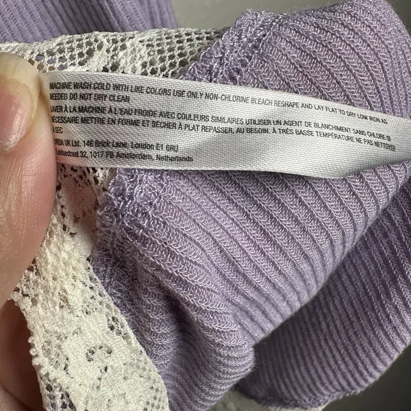 Urban Outfitters Y2K Out‎ From Under Lilac Lace Trim Ribbed Cami Tank Top Coquette Balletcore M - Image 9