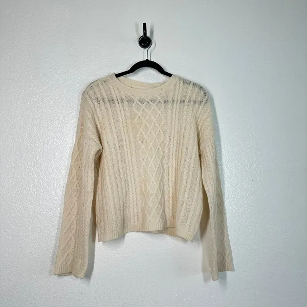 Fishermen Sweater S Cable Knit 1oo% Cashmere Cream Capsule Pullover Reformation - Image 5