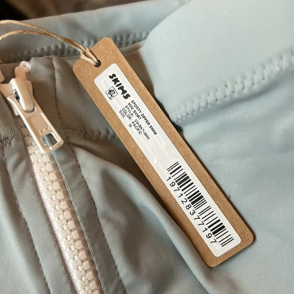 SKIMS Sporty (B18) Zipper Swim Mini Skirt Pacific Blue Size M New With Tags - Image 3