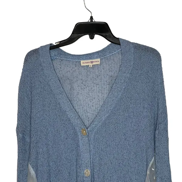 Altar'd State Cardigan Sweater Size Small Blue With White‎ Floral Lace Sides - Image 2