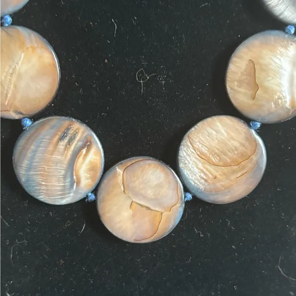 Mother of Pearl Blue/ Brown Shell Necklace - Image 2