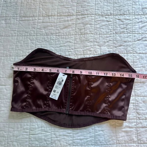 Garage Karina Satin Corset Crop Top Large NEW Borwn - Image 5