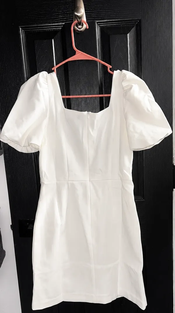 French Connection White Puff Sleeve Mini Dress Size 4 - Image 3