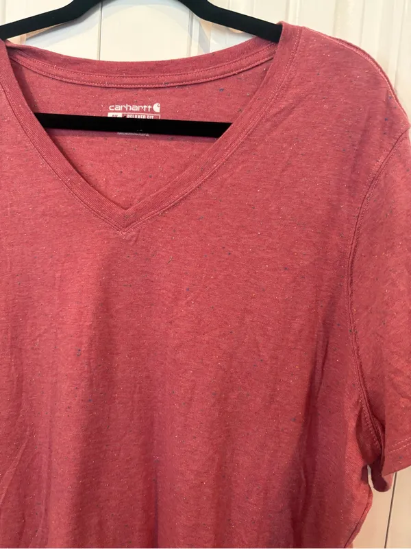 Carhartt pink marled knit relaxed fit v neck size 3X - Image 3