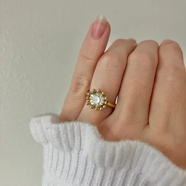 Avon Gold Solitaire Prong Halo Ring Promise Engagement Diamond Glam Classic Jewelry - Image 13
