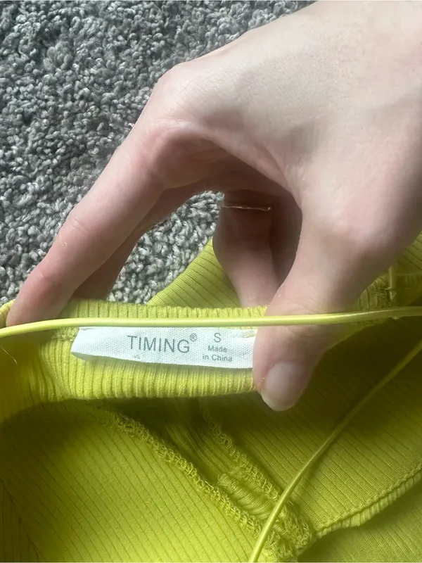 Timing Lime Ribbed Bodysuit with Built-In Cups and Spaghetti Straps - Image 4