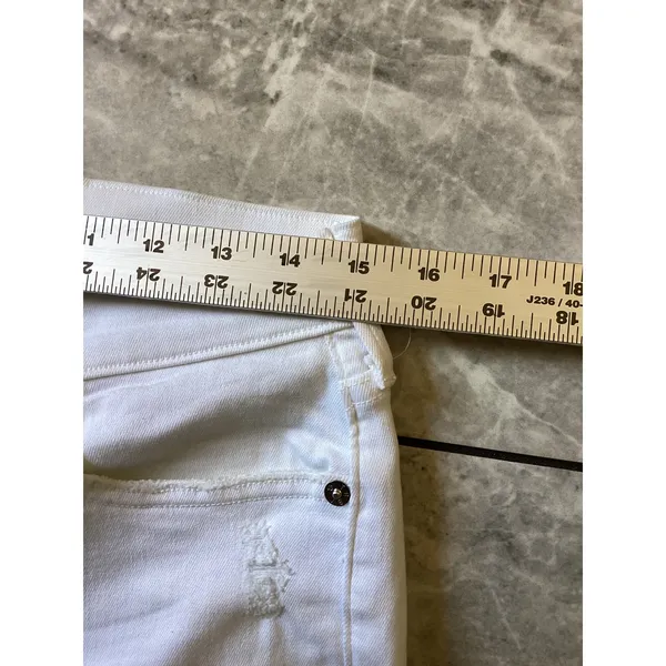 True Religion Cora Mid Rise Straight Distressed White Jeans Womens 28 Raw Hem - Image 7