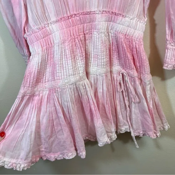 LoveShackFancy Viola Mini Dress Island Pink‎ Hand Tie Dye P - Image 7