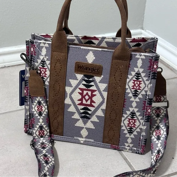 Wrangler‎ Women Aztec Southwestern Crossbody Tote Lavender Bag Purse - Image 3