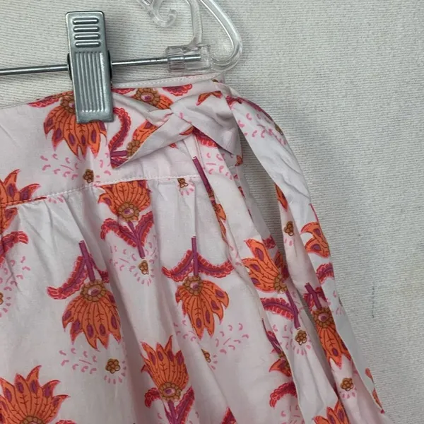 J Crew womens size 8 medium midi skirt faux wrap white orange pink pattern demur - Image 5