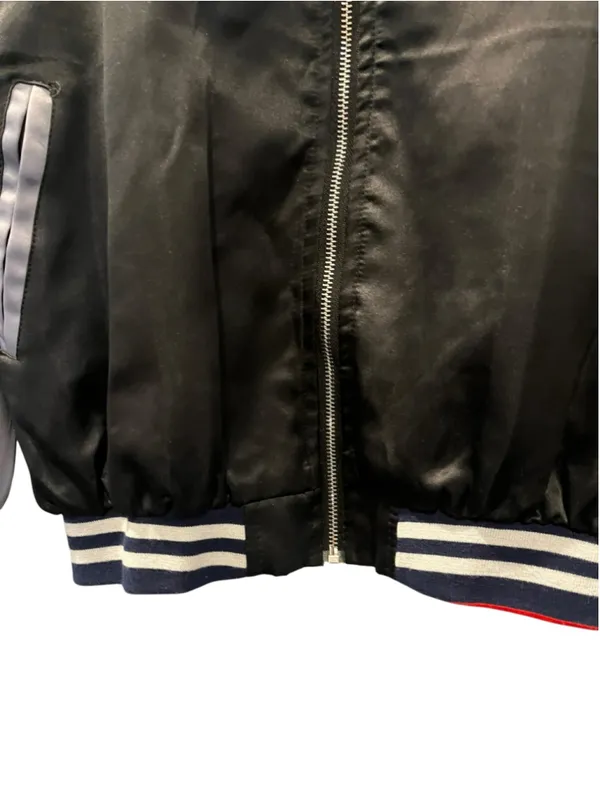 Vintage Style Japanese Sukajan Souvenir Jacket Crane Embroidery Black Satin XXL - Image 6