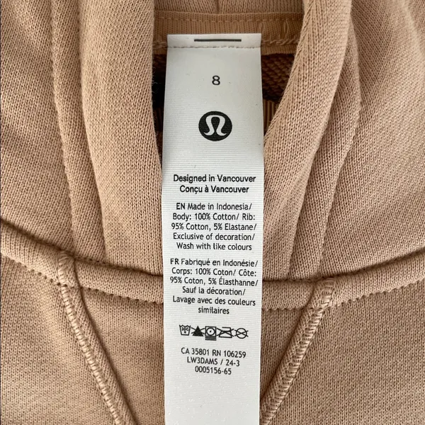 LULULEMON All Yours Hoodie Sweatshirt *French Terry in Beech Wood Size 8 NWT - Image 5