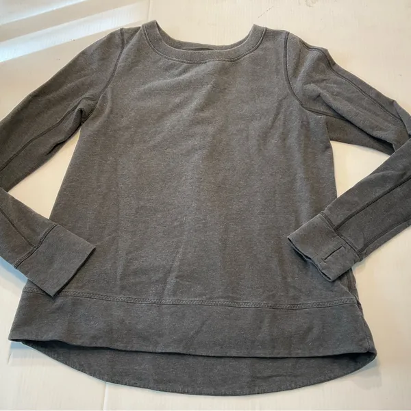 Lululemon Exhalation Pullover Heathered Black Women Sz 2/4 - Image 3