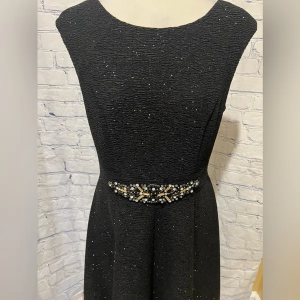 Eliza J Cocktail Dress Black Sleeveless Sparkle Rhinestone Sz 10 Fit & Flare - Image 2