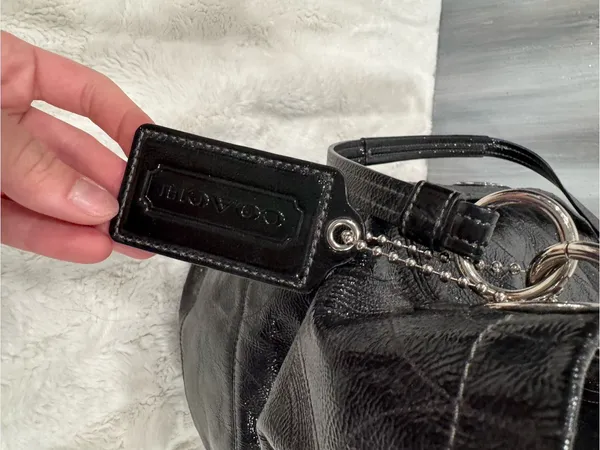 Coach Alex Signature Black Patent Leather Double Handle - Image 3