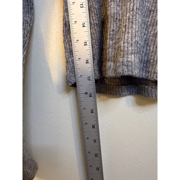 Mixed Threads Ribbed Lace Trim Top Women Med Grey Excellent Cropped Long Sleeve - Image 5