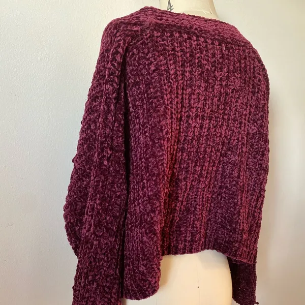 LF Fuscia Button Down Chenille Sweater - Image 8