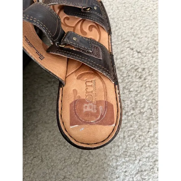 Born Sandals Sz 8M Salima Brown Leather Chunky Cushioned Summer Vacation Cruise - Image 6