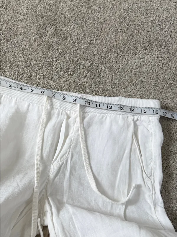 Standard James Perse Women’s 100% Linen Pants Drawstring Minimalist White 2/US 6 - Image 9