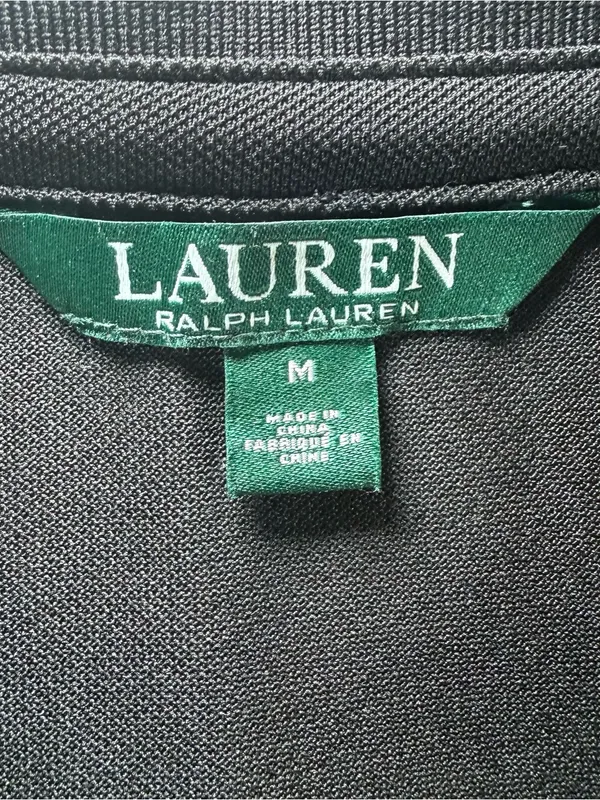 Lauren Ralph Lauren Performance Polo Shirt Women's Medium Black Cap Sleeve Golf - Image 3