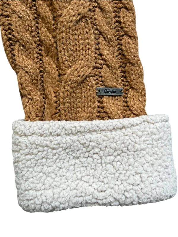 Cabelas Cable Knit Fishermans Sweater Toggle Hooded Small Tan Cardigan - Image 5