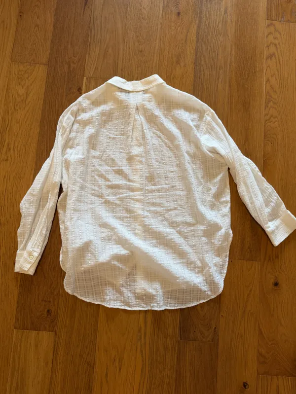 Zara White Button-Down Linen Blend Shirt - Image 3