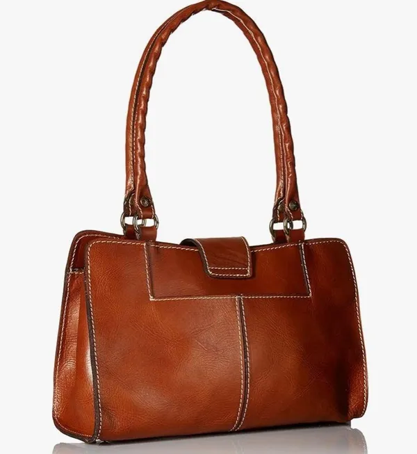 Patricia Nash Rienzo Top Handle Satchel Tan Leather Handbag Brown - Image 3