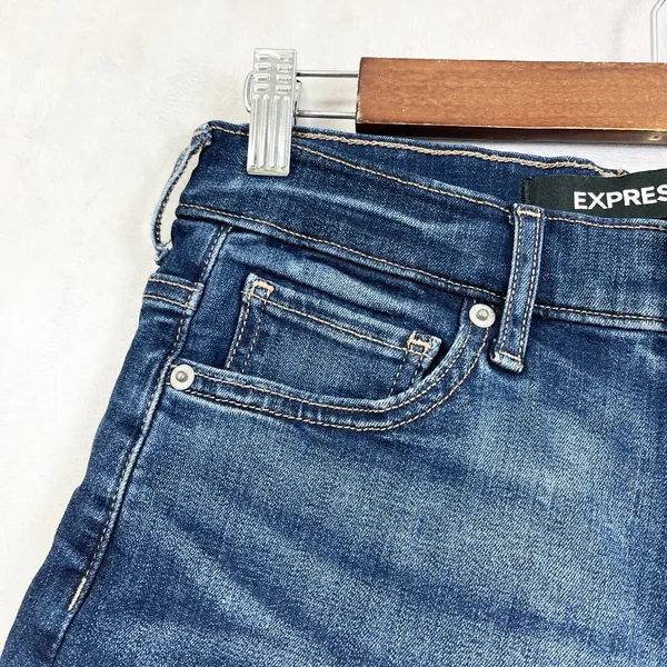 Express Womens Denim Shorts Size 0 Midi High Rise‎ Cuffed Summer Beachy Vacation - Image 2