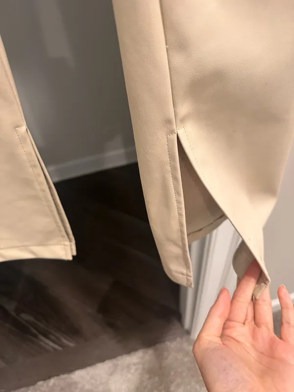 Zara Faux Leather Pants Cream - Image 7