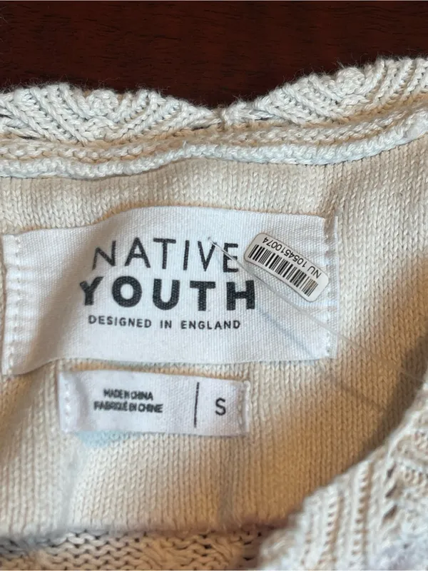 Free People Native Youth Wave Knit Crochet Cover-Up Ivory combo Sz S Coastal - Image 8