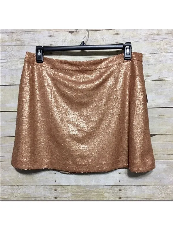 DECREE gorgeous rose gold bronze sequin mini skirt size M - Image 3