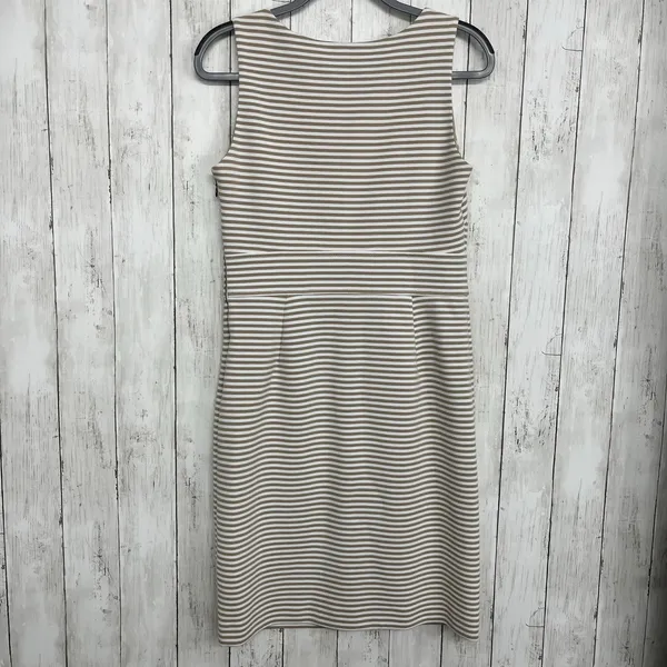 Banana Republic Brown White Striped Midi Dress 10 Sheath Career Workwear Chic - Image 2