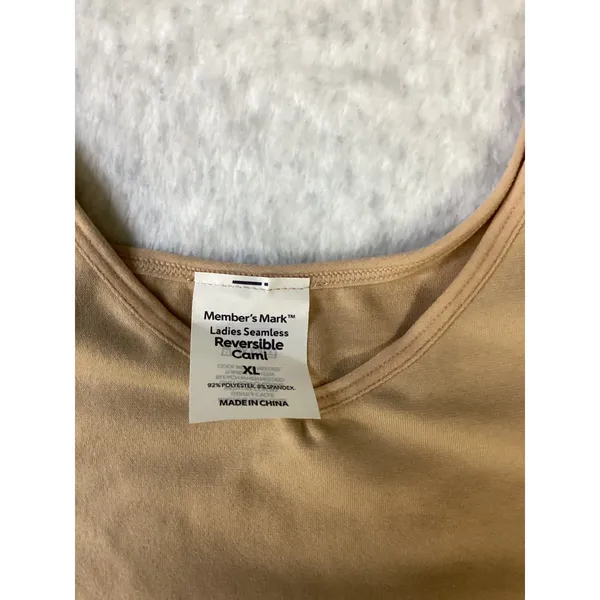 Members Mark Womens XL Reversible Seamless Cami Tan V-Neck‎ Square Neck Tank Top - Image 2
