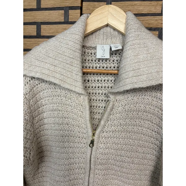 Joie Tan Zip‎ Up Sweater Size Small - Image 3