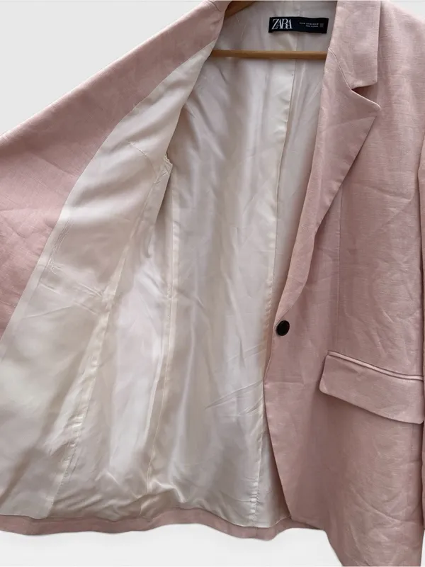 ZARA Linen Relaxed Blazer - Image 9