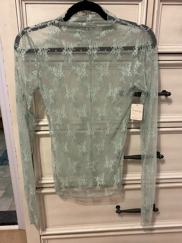 NWT Free people lady lux sheer top polar fog - Image 3