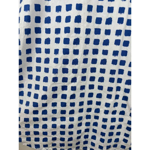 Vineyard Vines Shirt Dress 8 Blue White Block Print Sleeveless Made in Italy - Image 4