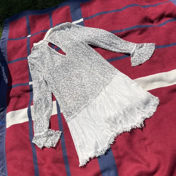 Free People Secret Origins Pieced Lace Choker Neck Tunic Dress white Women’s M medium - Image 4