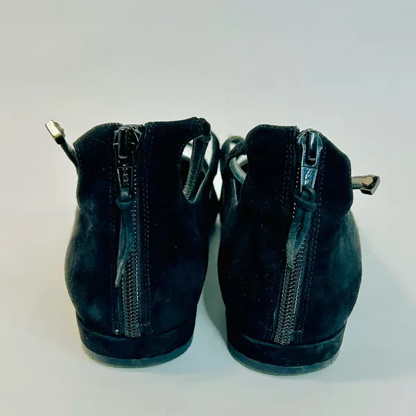 Stuart Weitzman 'Flippy' Three-Strap Mary Jane Flats in Black Suede size 7.5 - Image 10